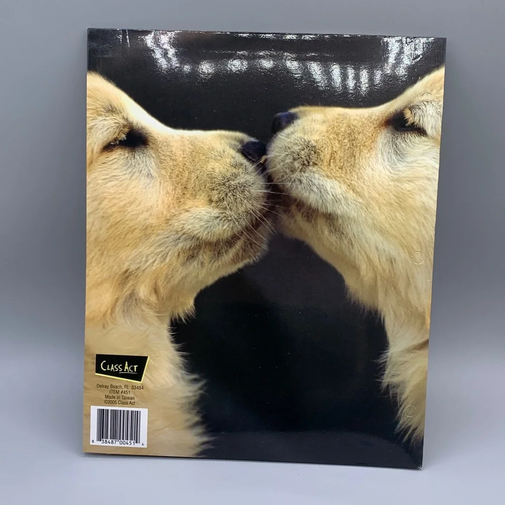 Two Vintage Happy Tails Class Act “Puppy Love” Golden Retriever Binder Folders